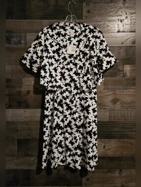 Jaclyn Smith Black and White Geometric Midi Dress with Crop Jacket 8/M